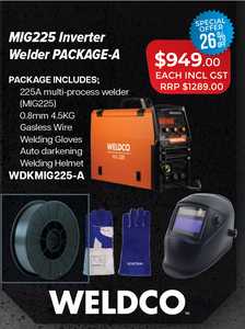 Weldco MIG225 Welder Package-A