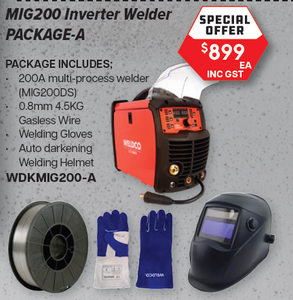 WELDCO 200D Inverter MIG / ARC (MMA)/ DC Lift TIG welder 15A Plug Package A